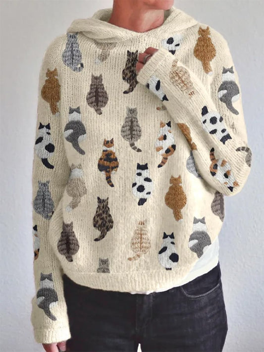 Kapuzenpullover mit Hunde-Print für Damen