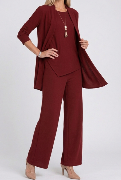 Irisa | Three Piece Coordinated Set Cardigan Top and Trousers for Women