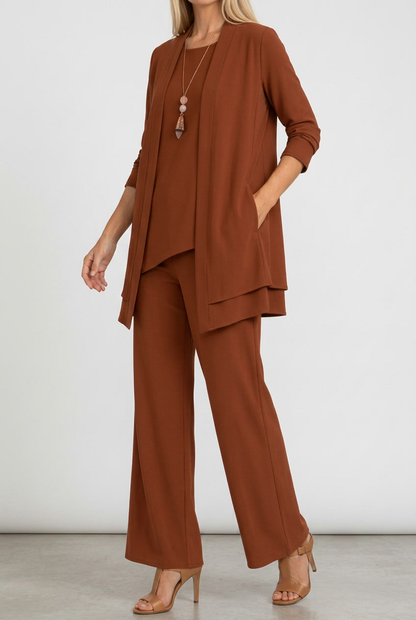 Irisa | Three Piece Coordinated Set Cardigan Top and Trousers for Women