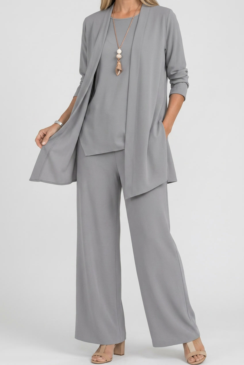 Irisa | Three Piece Coordinated Set Cardigan Top and Trousers for Women