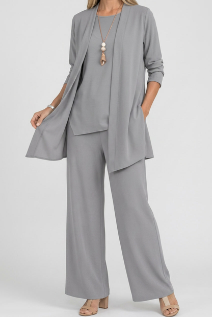 Irisa | Three Piece Coordinated Set Cardigan Top and Trousers for Women