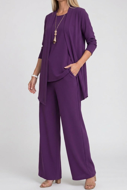 Irisa | Three Piece Coordinated Set Cardigan Top and Trousers for Women
