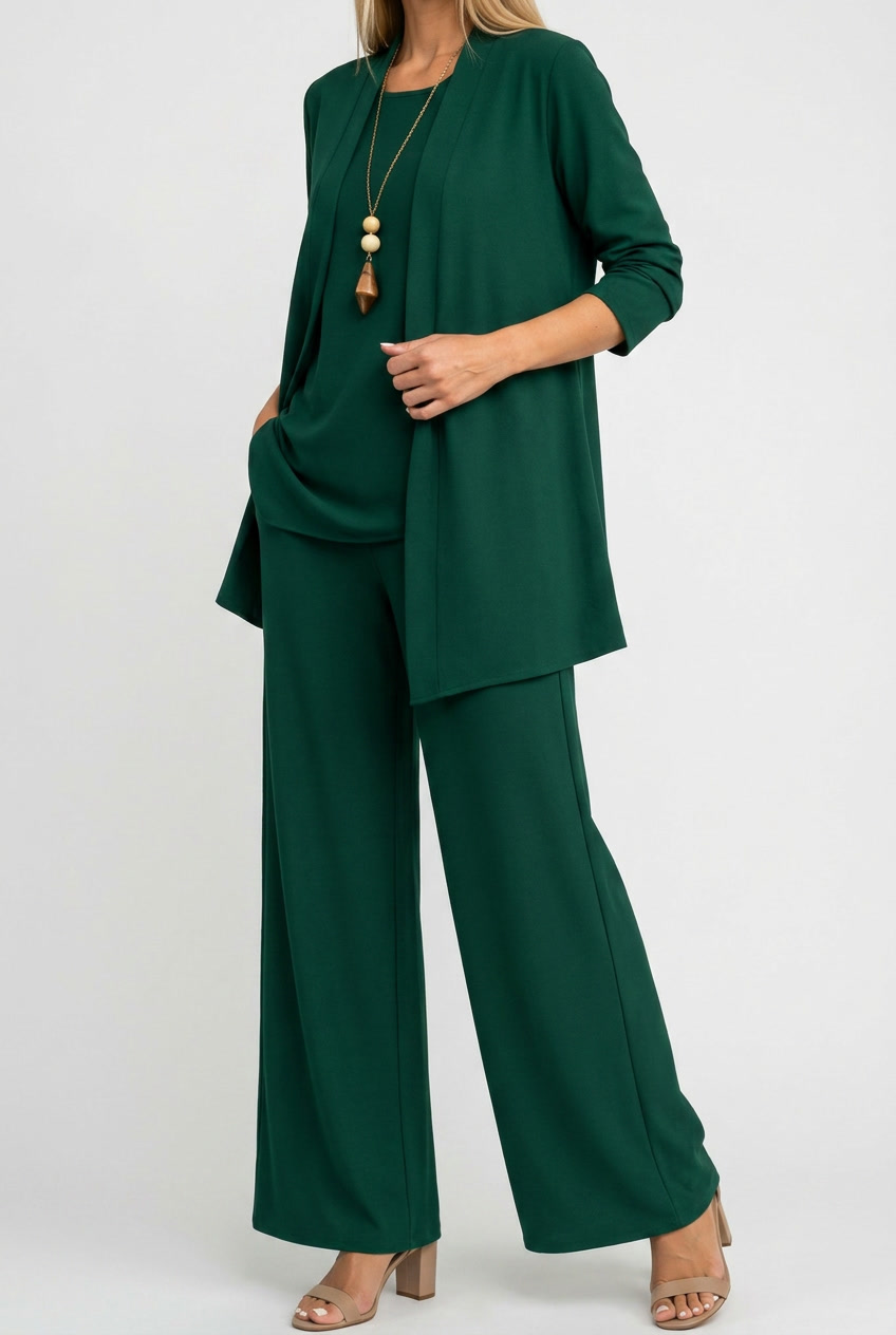 Irisa | Three Piece Coordinated Set Cardigan Top and Trousers for Women