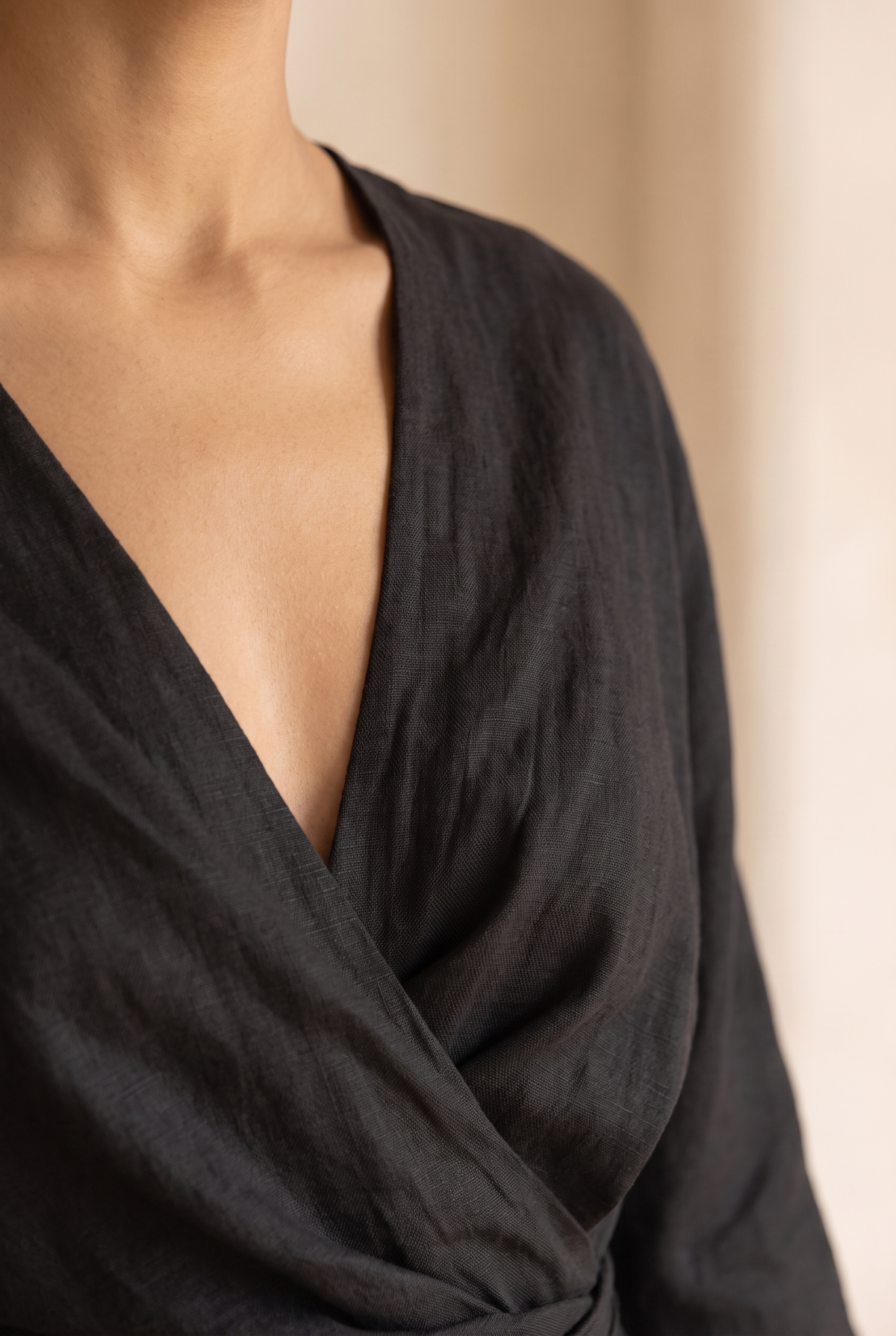 Dorothy | Linen Blend V-Neck Maxi Dress in Pink, Brown and Black