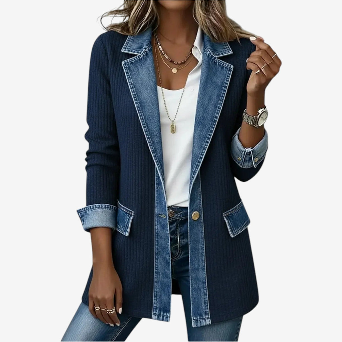 Elana | Elegant Layered Collar Button Jacket