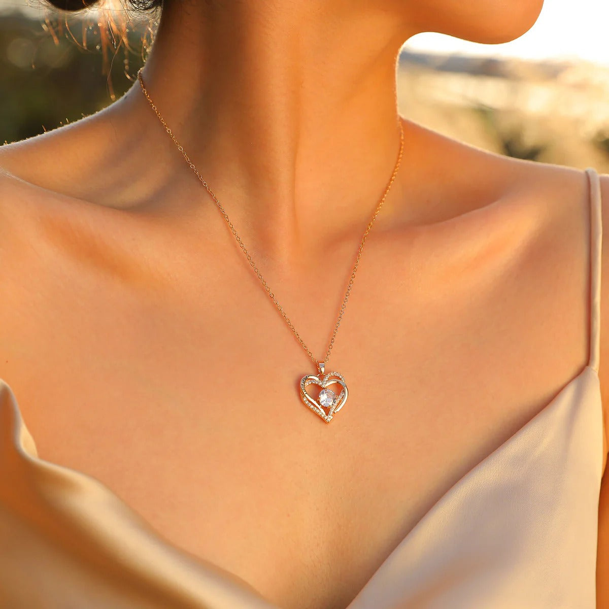 Elorina Crystal Heart Necklace