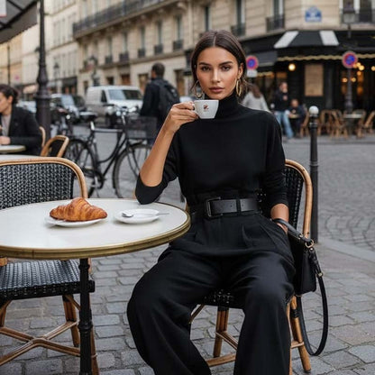 ✈️Gratis verzending!Elegante Damesset: Coltrui Top & Hoge Taille Broek😎